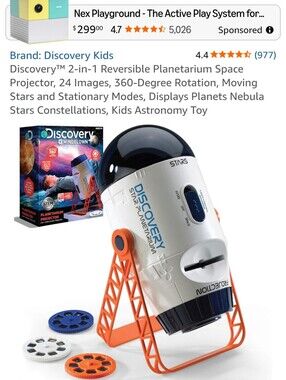 Discovery Kids Star Planetarium Projector in White, Orange, Blue & Black